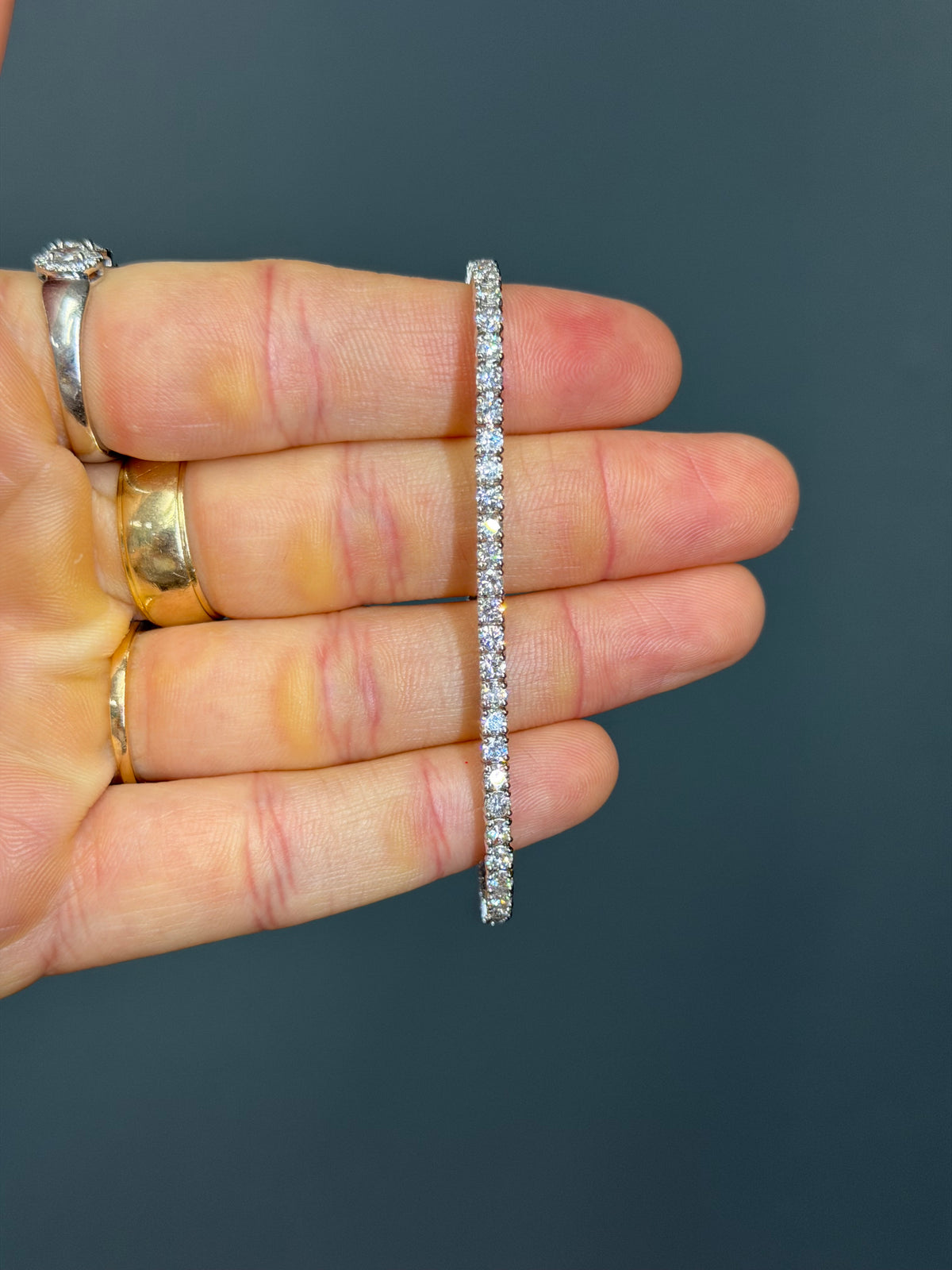 14k White Gold Natural Diamond Tennis Bracelet 5.37 carats