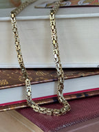 Vintage 14k Yellow Gold Square Byzantine Chain