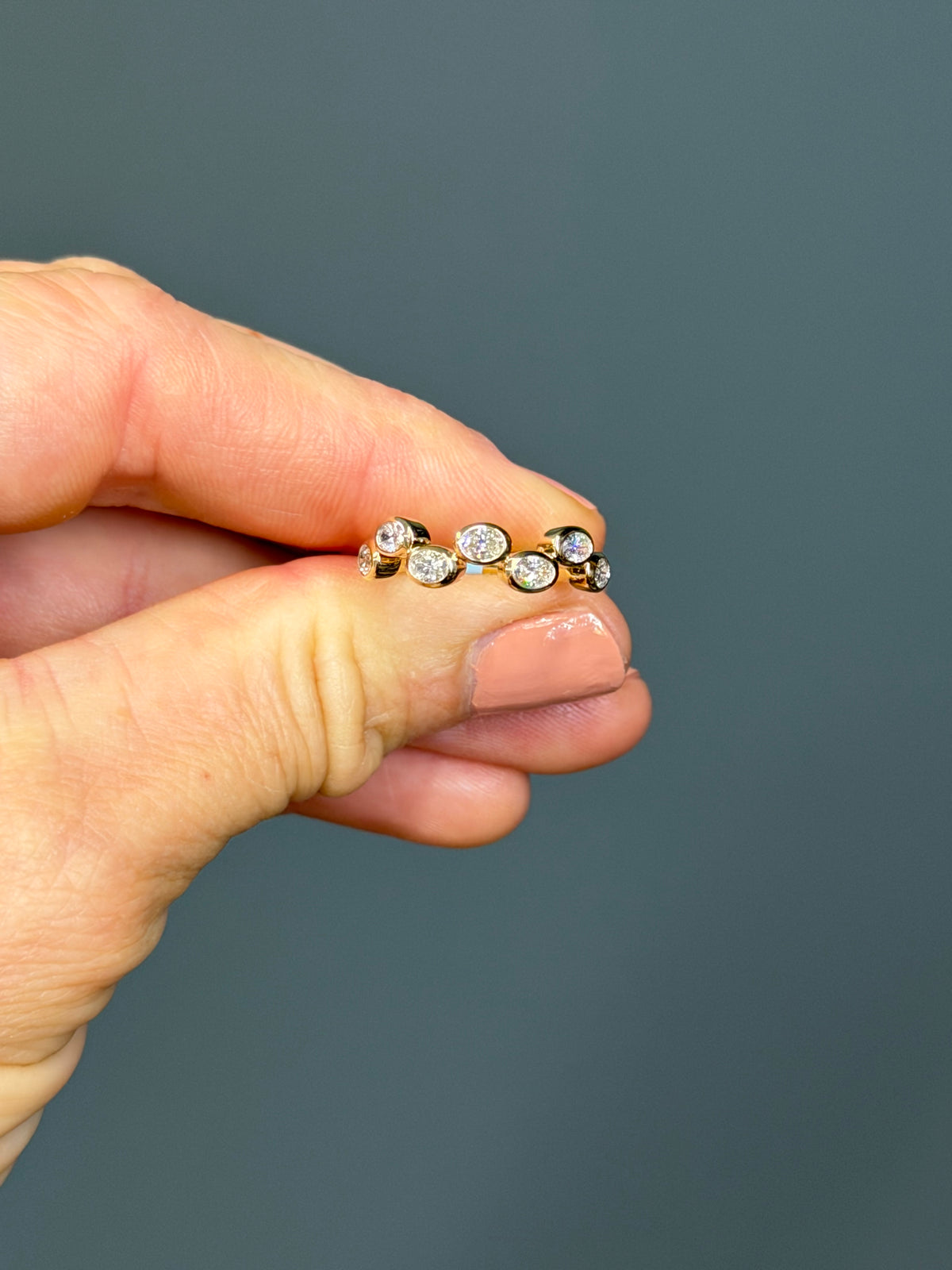 14k Yellow Gold Oval Bezel Set Natural Diamond Ring