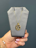 Openwork 18k Yellow Gold and Natural Diamond Pendant Necklace