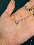 Natural Diamond Pear-Cut Halo Necklace 14k White Gold