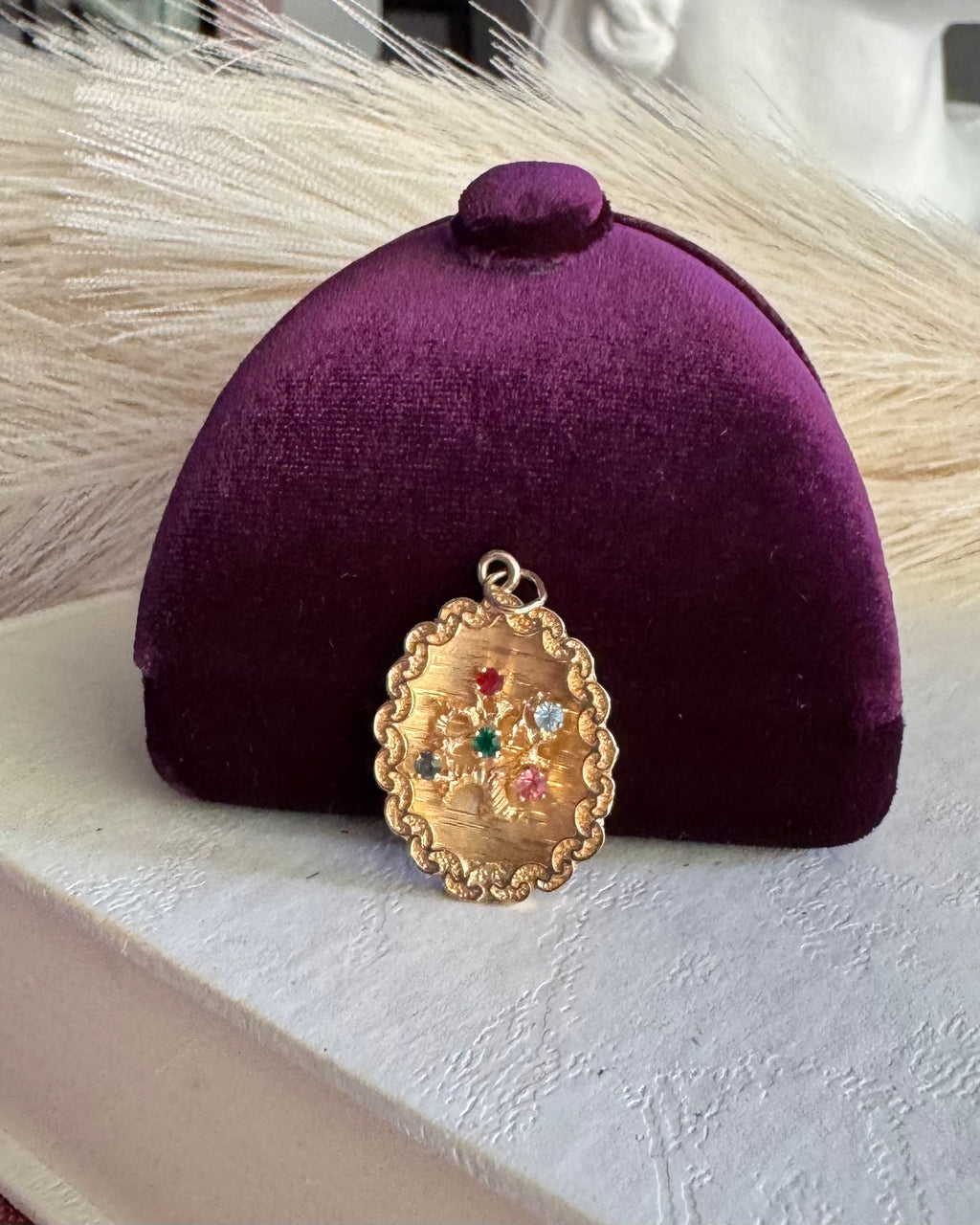 Vintage 14k Birthstone Tree Pendant