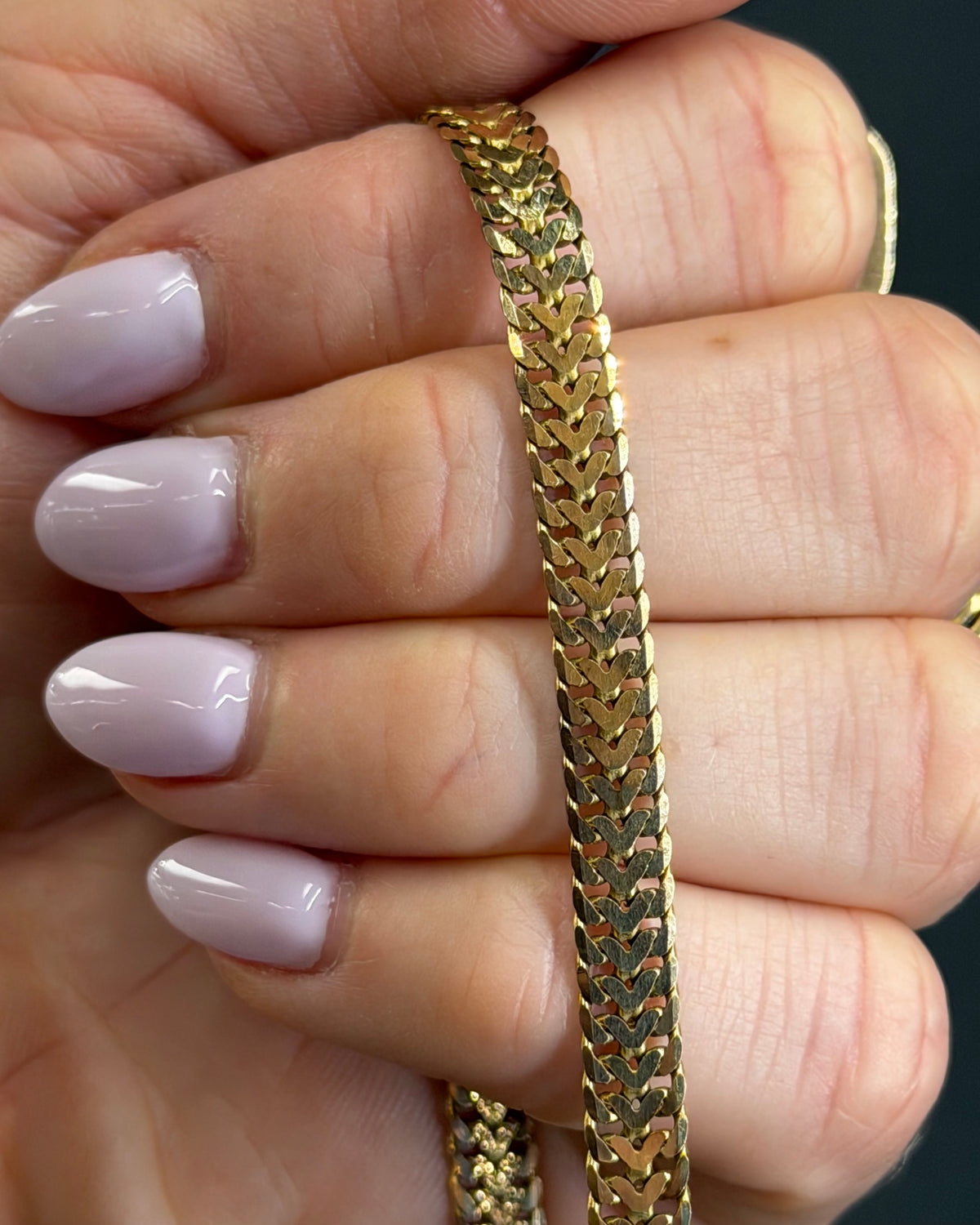 Vintage Solid 14k Yellow Gold Flat Franco Chain