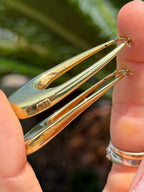 18k Vintage Italian Sculptural Oval Hoops