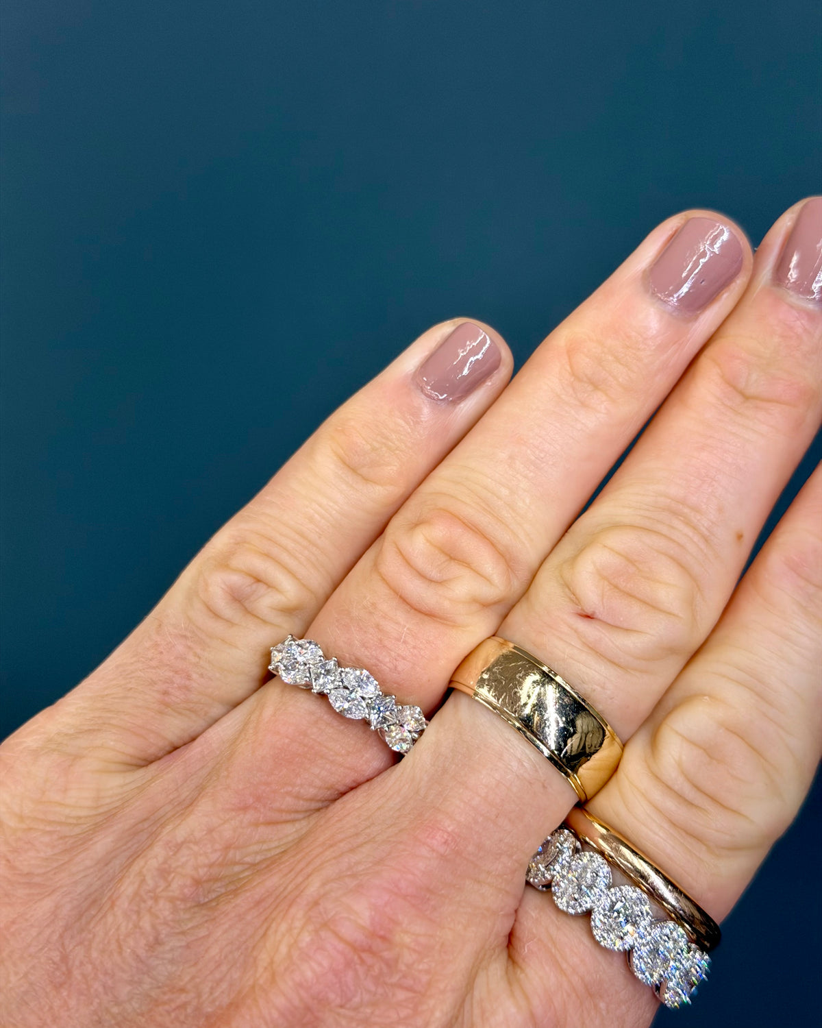 18k White Gold Half Eternity Natural Diamond Multi-Cuts Ring