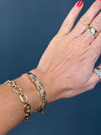 14k Yellow Gold Solid Natural Diamond Double BarBangle 2.58 cttw