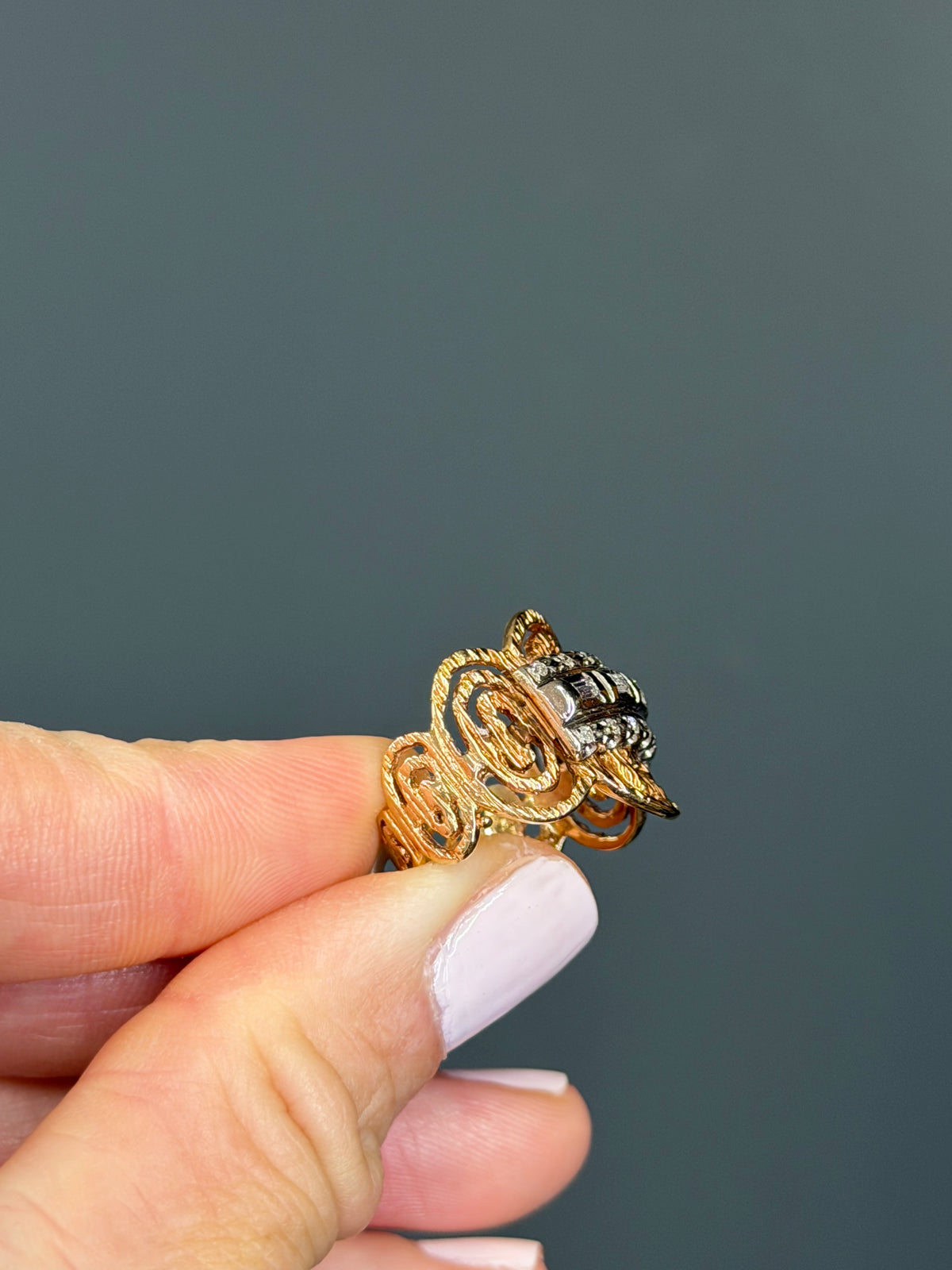 14k Yellow & White Gold Vintage Two-Tone Ring
