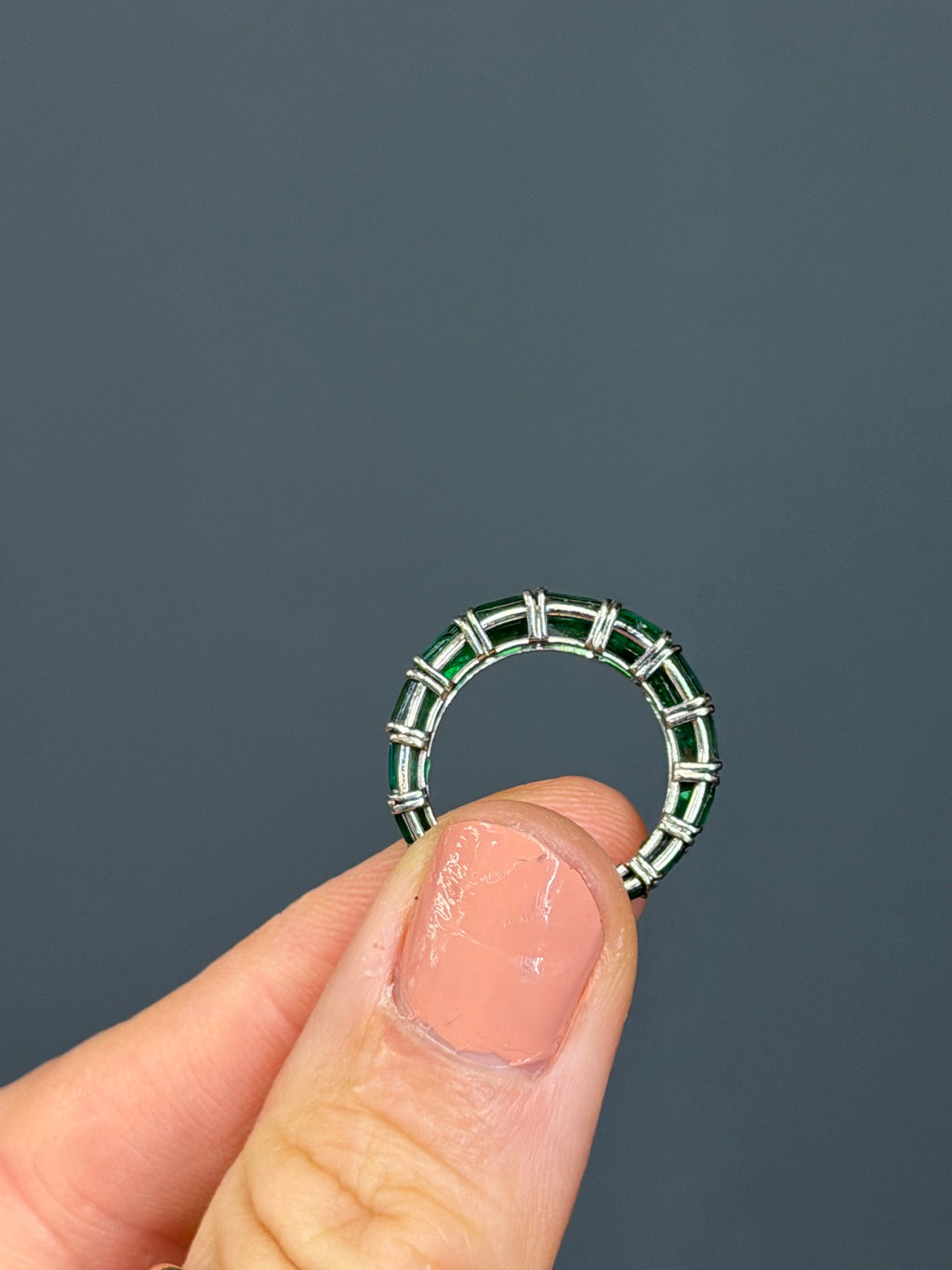 Natural Emerald Platinum Eternity Band