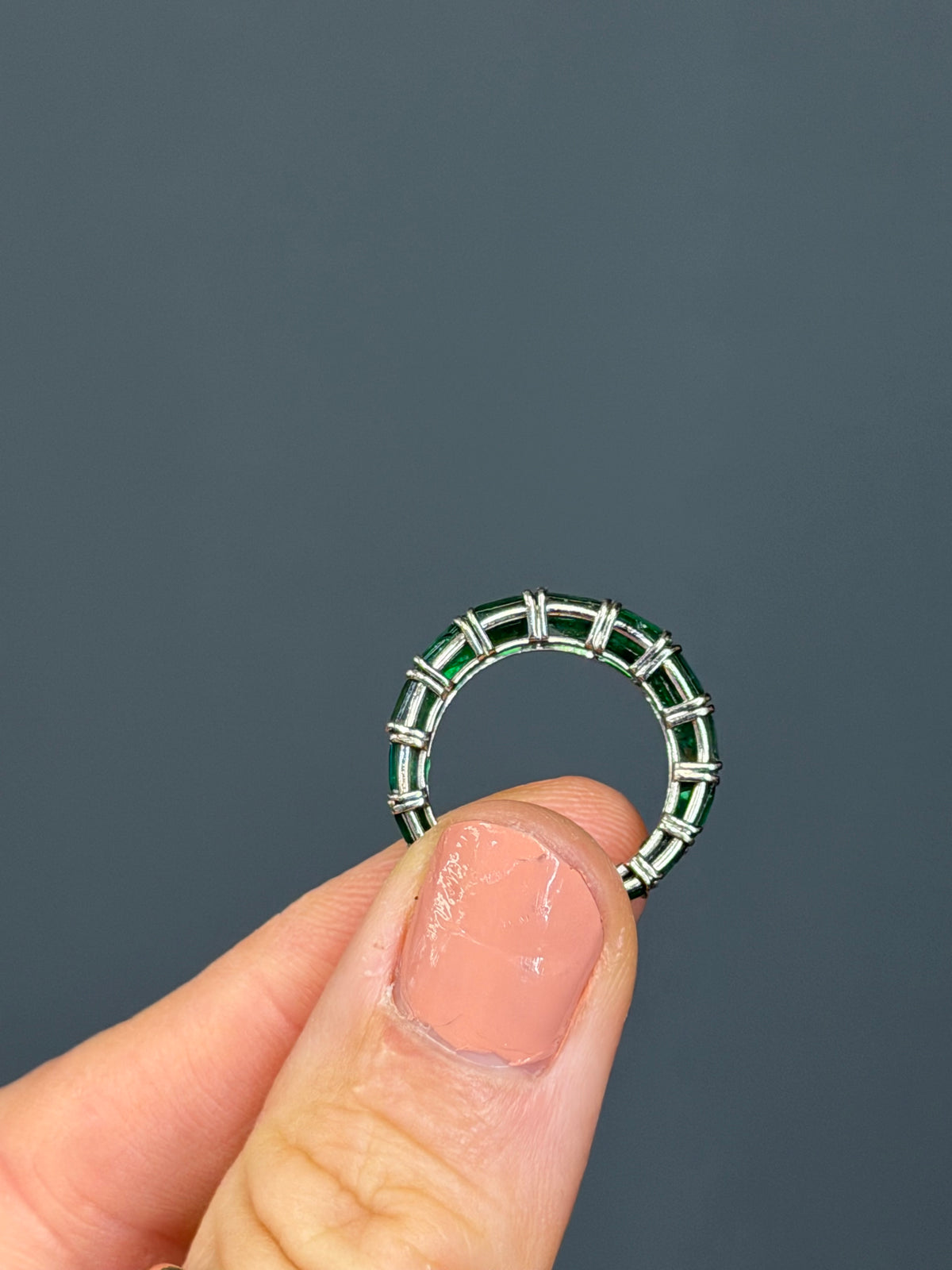 Natural Emerald Platinum Eternity Band