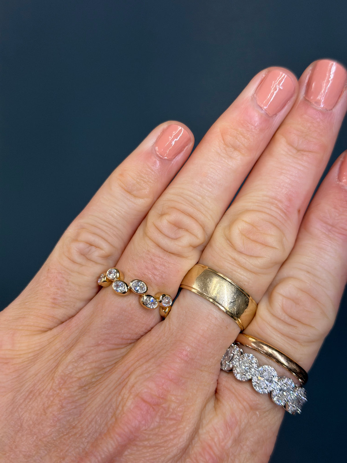 14k Yellow Gold Oval Bezel Set Natural Diamond Ring