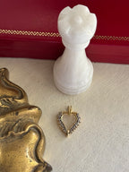 Vintage 14k Yellow Gold & Diamond Heart Pendant