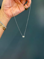 Natural Diamond Pear-Cut Halo Necklace 14k White Gold