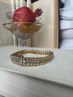 Vintage 10k Yellow Gold & Diamond Fancy Link Tennis Bracelet