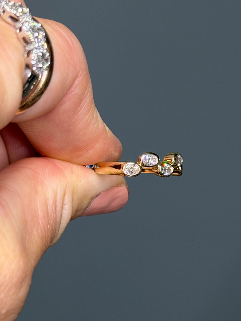 14k Yellow Gold Oval Bezel Set Natural Diamond Ring