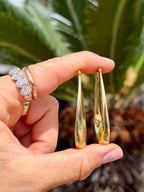 18k Vintage Italian Sculptural Oval Hoops