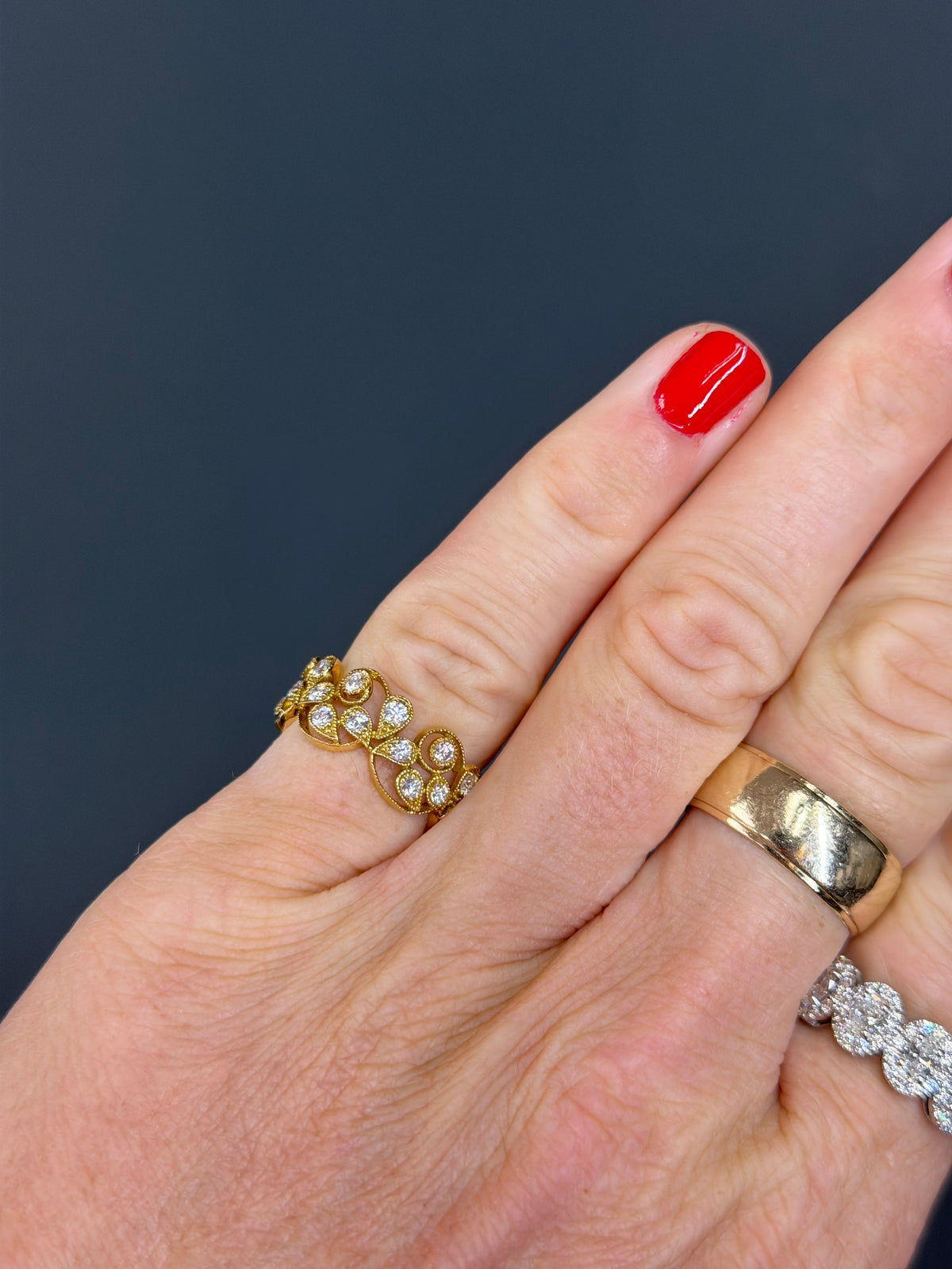 Fancy Swirl Ring 18k Yellow Gold