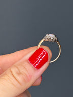 Vintage 14k Yellow Gold Natural Opal and Diamond Halo Ring