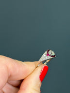 Vintage Inspired Natural Ruby & Diamond Ring 3/4 cttw 14k White Gold