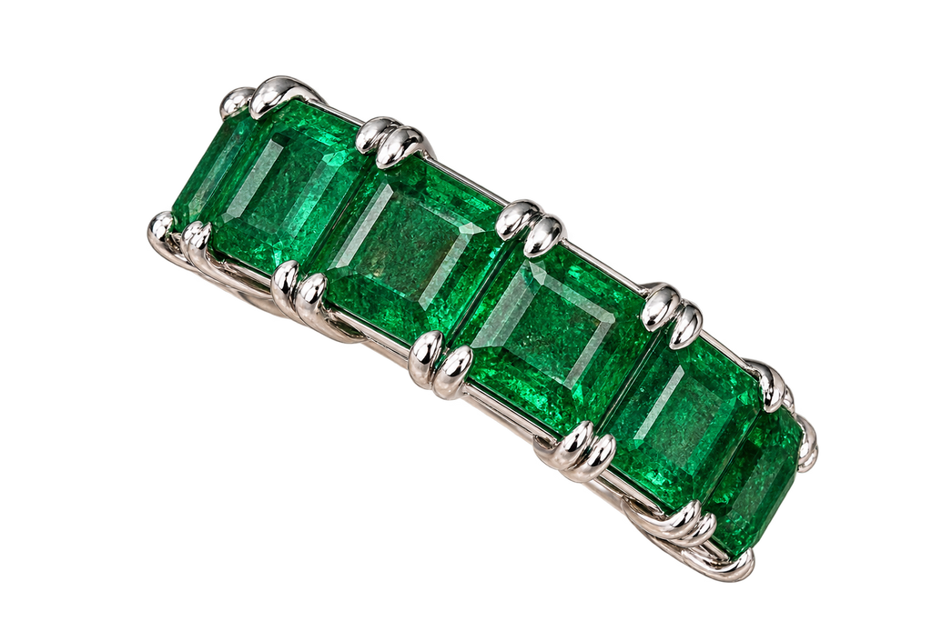 Natural Emerald Platinum Eternity Band