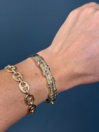 14k Yellow Gold Solid Natural Diamond Double BarBangle 2.58 cttw