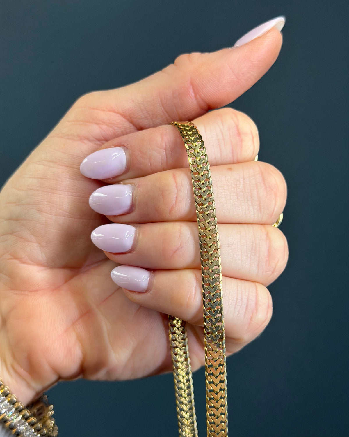 Vintage Solid 14k Yellow Gold Flat Franco Chain
