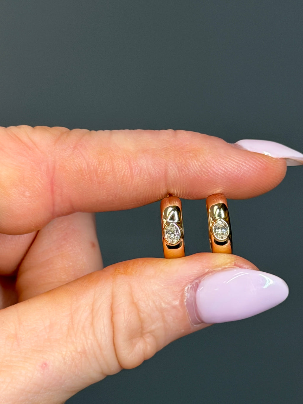 14k Yellow Gold “Daily” Natural Diamond Hoops