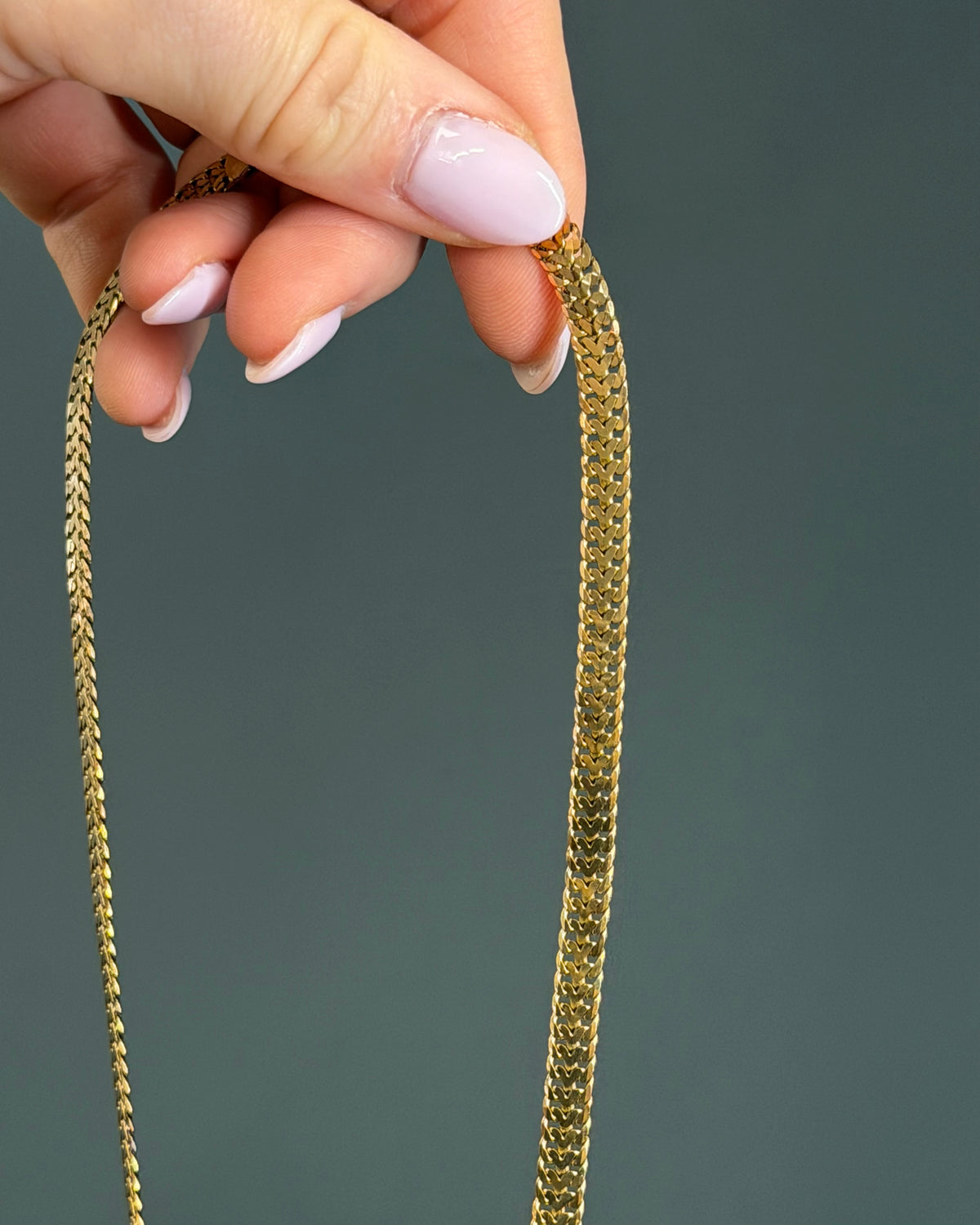 Vintage Solid 14k Yellow Gold Flat Franco Chain