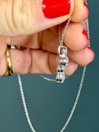 14k White Gold Natural Diamond Cross Necklace