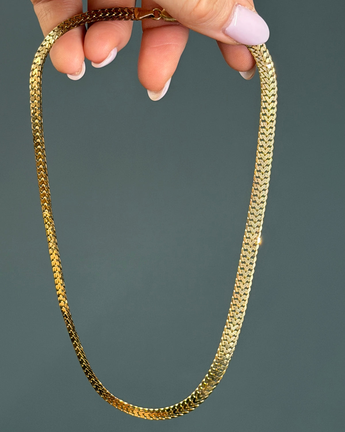 Vintage Solid 14k Yellow Gold Flat Franco Chain