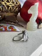 Antique 14k White Gold & Old Mine Cut Diamond Ring