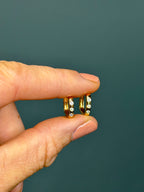 Three-Stone Natural Diamond Hoops 14k Yellow Gold