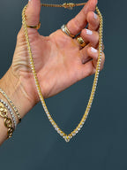 Vintage 18k Yellow Gold Riviera Natural Diamond Tennis Necklace
