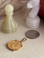 Estate 14k Yellow Coin Pendant w/ 14k Bezel