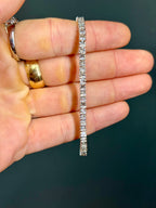Baguette and Round-Cut Natural Diamond Tennis Bracelet 3 cttw 14k White Gold