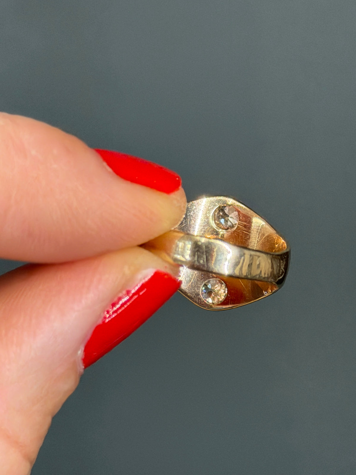 Vintage 3-Stone Natural Sapphire and Diamond Ring