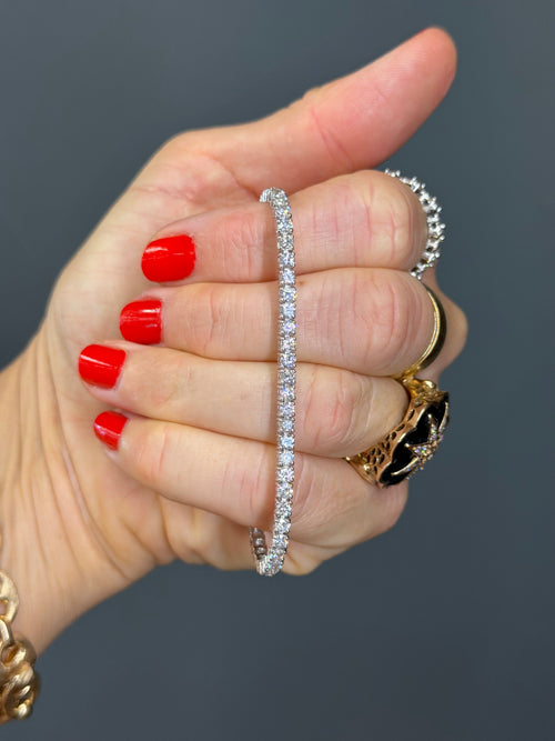 14k White Gold Natural Diamond Tennis Bracelet 5.37 carats