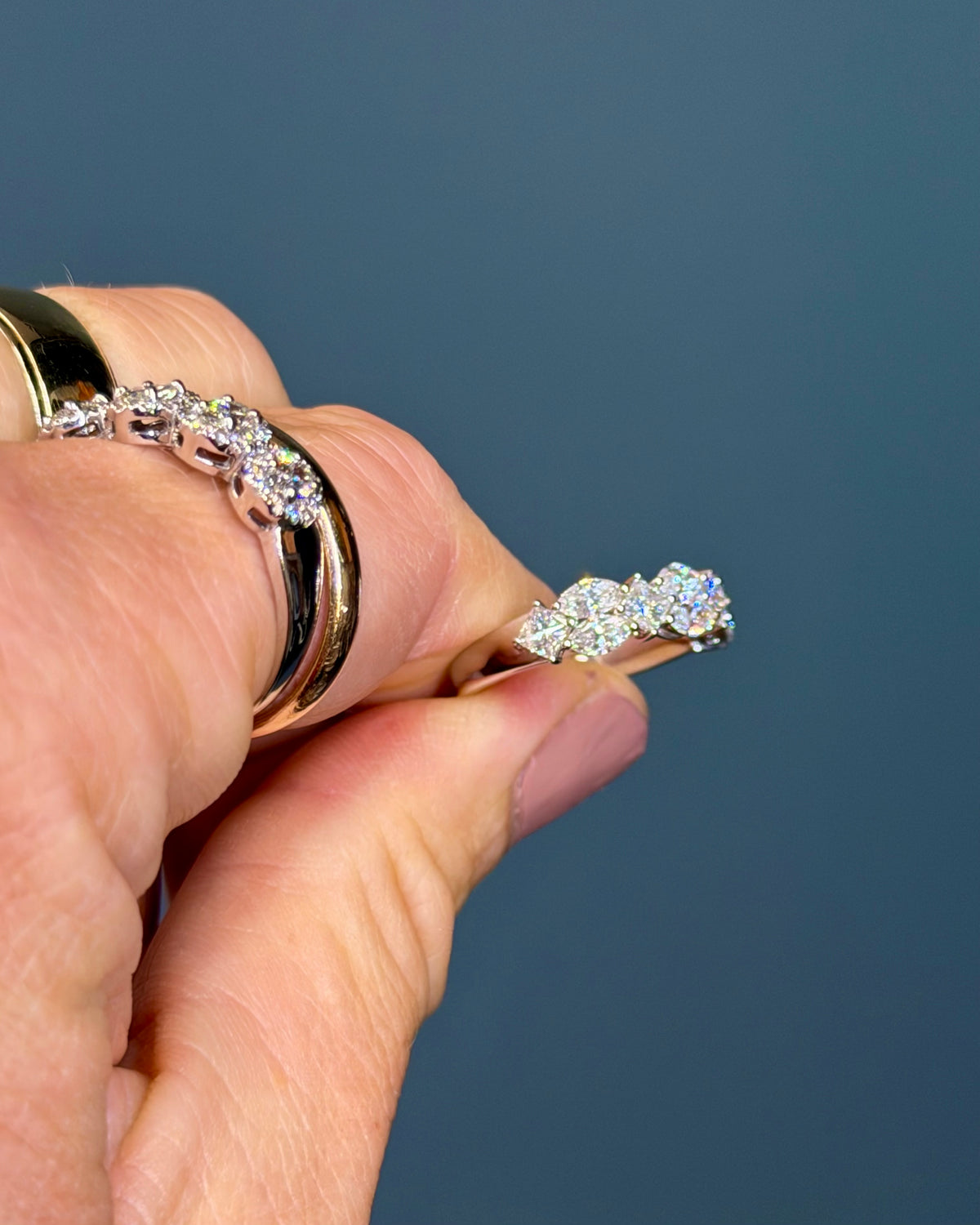 18k White Gold Half Eternity Natural Diamond Multi-Cuts Ring