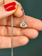 Natural Diamond Pear-Cut Halo Necklace 14k White Gold