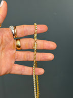 Vintage 18k Yellow Gold Riviera Natural Diamond Tennis Necklace