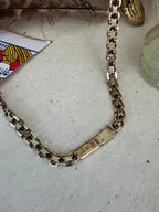 Vintage 14k Yellow Gold Bismark Chain with V-Shaped Natural Diamonds