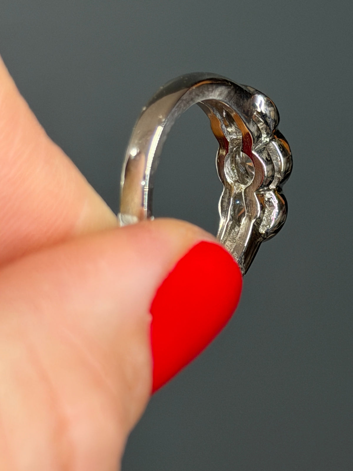 Platinum Three-Stone Diamond Bezel Ring