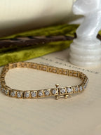 Vintage 10k & Natural Diamond Tennis Bracelet