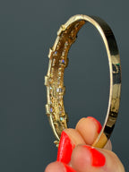 14k Yellow Gold Solid Natural Diamond Double BarBangle 2.58 cttw