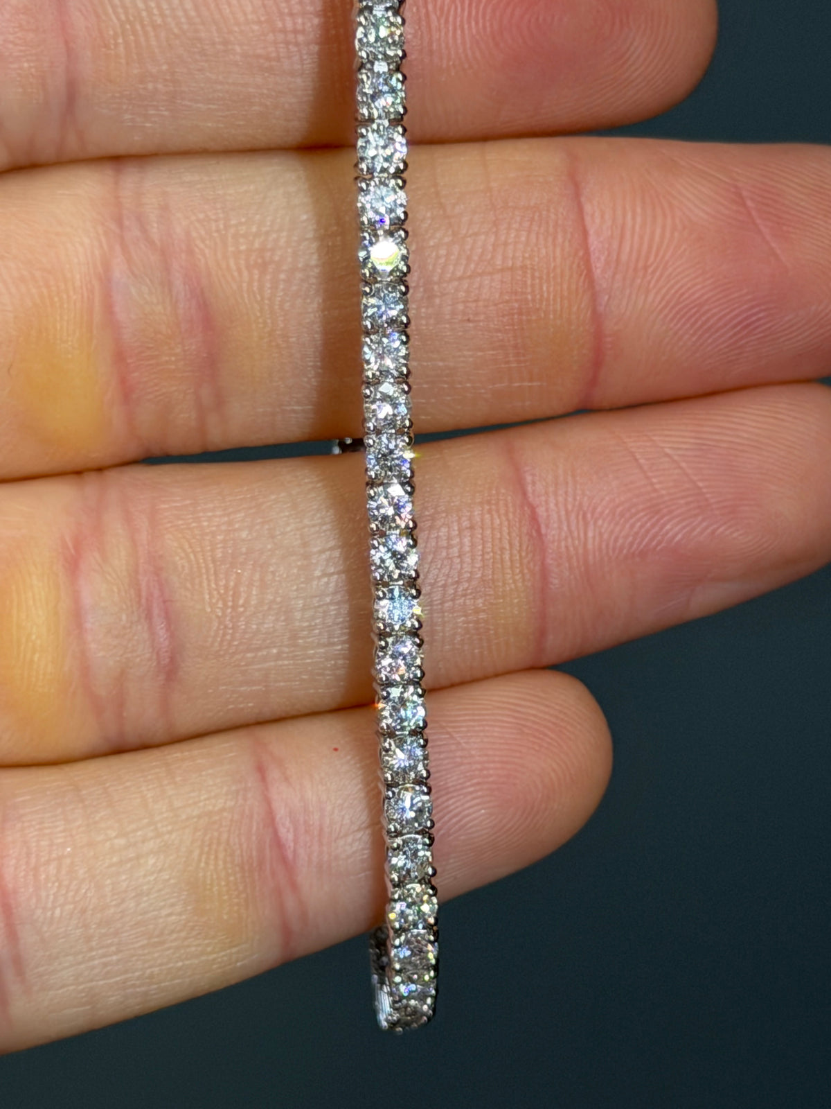 14k White Gold Natural Diamond Tennis Bracelet 5.37 carats