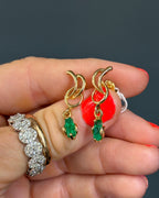 Natural Mined Colombian Emerald Drop Earrings 18k Yellow Gold