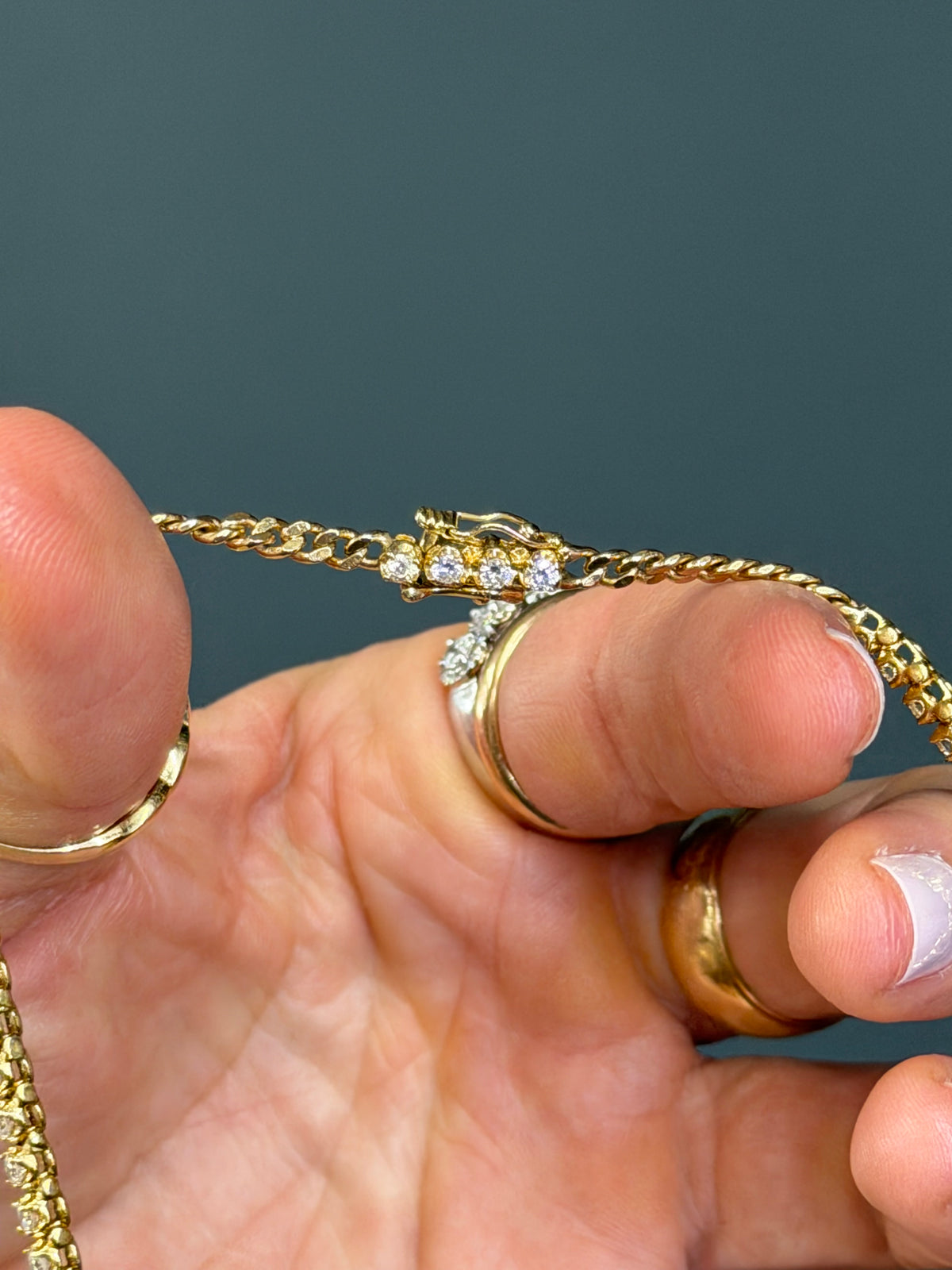 Vintage 18k Yellow Gold Riviera Natural Diamond Tennis Necklace