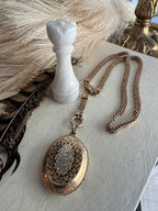 Antique 14k Victorian Mourning Locket/Book Chain