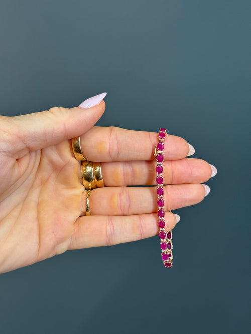 14k Rose Gold Vintage Natural Ruby Bracelet 3.5 cttw
