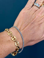 Baguette and Round-Cut Natural Diamond Tennis Bracelet 3 cttw 14k White Gold