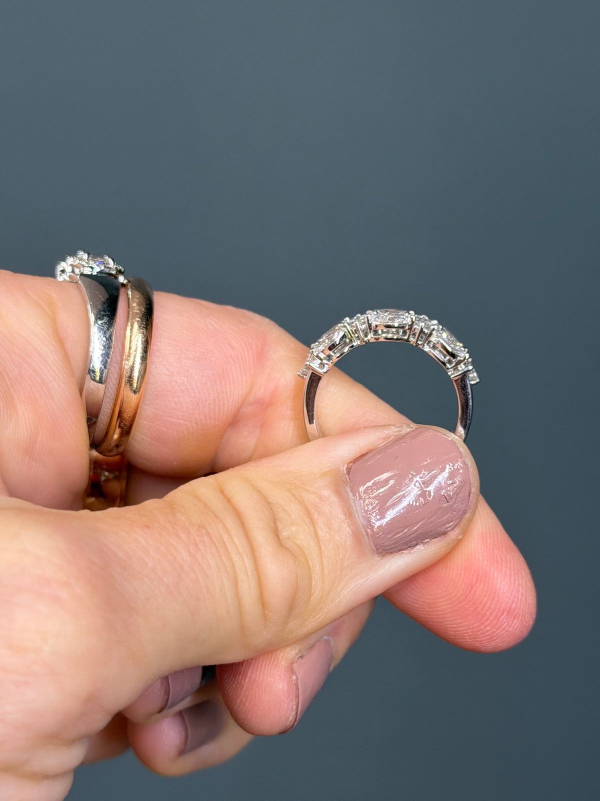 18k White Gold Half Eternity Natural Diamond Multi-Cuts Ring